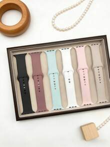 6pcs/Set Breathable Soft Silicone Sport Watch Bands, Elegant Fashion Gift Set Compatible With Apple Watch Series 11/10/9/8/7/6/SE/SE2/Ultra (38mm, 40mm, 41mm, 42mm, 44mm, 45mm, 46mm, 49mm) - 38/40/41/42mm(Series 10) - View 12