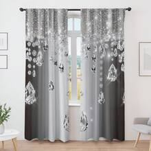 2PCS High-Grade Crystal Pattern Semi-Transparent Dust-Proof Curtains - Modern Minimalist Living Room And Bedroom Suitable For All, Luxury Style - Multicolor - View 1