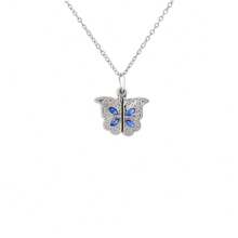 1pc Elegant Fashion Women's I Love You Rhinestone Butterfly Openable Pendant Alloy Necklace Jewelry - A - View 11