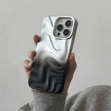 高级简约银黑渐变3D波浪纹手机壳，兼容 17 Pro Max/17 Pro/16 Pro Max/16/16 Pro/16 Plus/15/15 Pro Max/15 Pro/11/12/13/14 Pro Max/11 Pro/11 Pro Max/12 Pro/12 Pro Max/13 Pro/13 Pro Max/14 Pro/14 Pro Max/16E/12 Mini/13 Mini，软壳设计，简约创意 - 銀黑漸層色 - 查看 9