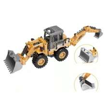 Pacharita friccion ruedas goma, excavadora de aleacion, tractor, camion de construccion, cuchara metal - Mostaza Amarilla - Ver 2