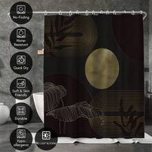 黑色和金色波西米亚中世纪风格浴帘套装，适用于浴室装饰、家居装饰、酒店、度假村、礼品 - 彩色 - 查看 4