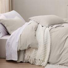 Duvet Cover King Size 3 Pieces Prewashed CottonLike Extra Soft Bedding Set, Includes 1 Duvet Cover 104x90 Inches With Zipper Closure Amp 2 Pillow Shams, Linen, Comforter Not Included - 02LinenNoComforterKi - View 7
