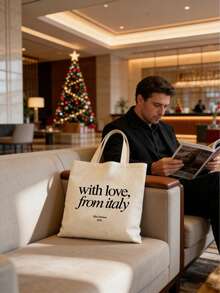 Italy Love Wedding Welcome Canvas Tote Bag Destination Wedding Favors Customized Guest Bag - Multicolor - View 3