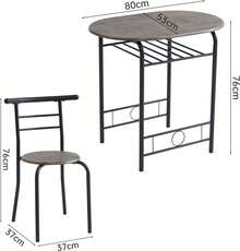 Mcc Direct Dining Table And Chairs Set Metal Wood Effect Kitchen Table Dining Chairs Barley - Grey - View 4