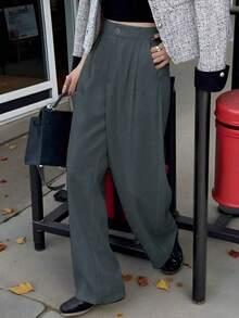 ISARA Striped Tailored Wide Leg Pants - 深灰色 - 查看 6