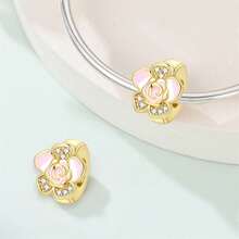 1 Piece Silver Plated Gold Series - Petal Dragonfly Moon Star Bead Suitable For 3mm Bracelet Bracelet DIY Pendant Women's Fashion Jewelry Holiday Birthday Gift - Gold - View 2