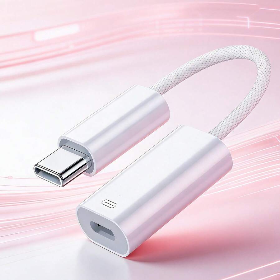 USB-C 转 iOS 耳机适配器,支持快速充电,兼容 17/16/15 Pro Max、Pro 和安卓设备 (/) Type-C 音频转换器 - 白色 - 查看 1