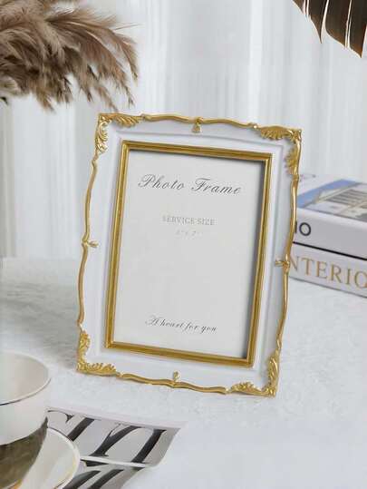 Green Vintage Arch Frame, 5x7 And 8x10 Inch Retro Picture Frames, Elegant Gold Floral Pattern, Handcrafted Textured Resin, Antique Style Frames, Suitable For Wall Decor, Also As Wedding Bride Gift Or Holiday Present