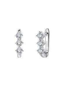 1 par de pendientes de aro de plata de ley 925 con diamantes Moissanite de color D y VVS, brillantes y resplandecientes, para adolescentes y jóvenes - A - Ver 9