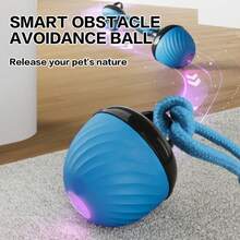 1pc Interactive Smart Dog Ball Toy, Durable Exercise Ball, USB Rechargeable, Tail Rope Movable Ball With Light & Barking Sound, Indoor Pet Rolling Game, Suitable For Medium & Small Dogs, Relieve Boredom & Stimulate Chewing Interest, Random Color - Multicolor - View 6