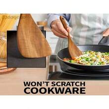 Juego de utensilios de cocina de calidad premium de boj natural, que incluye espátula, colador de arroz, cucharón de sopa, escurridor y cuchara de cocina, espátula para la cocina, regalo de Navidad - aleatorio - Ver 6