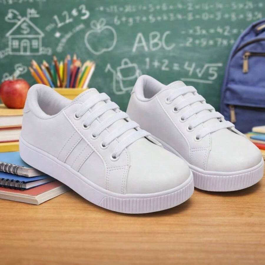Tênis Infantil Feminino Casual Confortável Moda 28 ao 36 - Branco - Visão 1