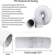 Omont Dryer Vent Hose 4 Inch 8FT Flexible Dryer Ducting Tube Air Duct Aluminum Insulated Flex Hose Kit Indoor Outdoor - ColorB - View 7