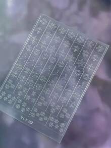 Kariertes Muster transparente Sprühlack Nail Art Sticker, 1 Stück Dual-Zweck Sticker und Accessoire französischer Herz-Design DIY Nail Sticker und Abziehbilder - Nagelzubehör und Nail Charms für Mädchen und Frauen - Herbst-Winter-Nägel für Nail Art Zuhause und Salon - Verschiedenfarbig - Übersicht 28