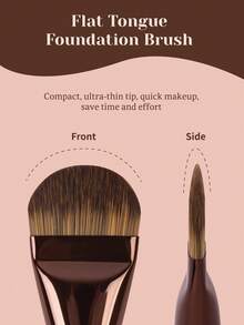 2Pcs Coffee Pillow & Tongue Foundation Brushes - Soft Dense Bristles, Streak-Free Finish, Fits Liquid/Powder/Cream, Pro & Beginner Ideal - Mocha Brown - View 5