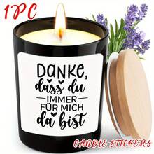 1pc 2in German Candle Sticker - "Thank You For Always Being There For Me" - Waterproof & Sunlight Resistant, Perfect Mother's Day Gift, Elegant Festive Candle Decor With Heart Accents, Vinyl Material, Ideal For Home Or Special Occasions, Decorative Text Design| Sleek Modern Look - 1pc - 查看 5