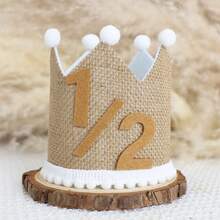 Couronne d'anniversaire de style bohème en lin grossier, convenant aux garçons et aux filles, accessoire de fête, accessoire photo, fournitures d'artisanat - Multicolore - Voir 8