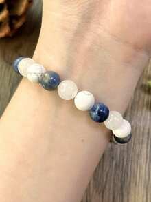 YAUKIA 1Pc Bohemian Natural Stone Crystal Beaded Bracelet Handmade Elastic Rope Bracelet Stress Relief Jewelry Gift For Women And Men - Multicolor - View 2