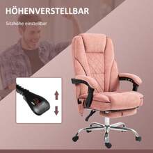 Office Chair With Vibrating Massage, Ergonomic Reclining, Heated, Swivel And Height-Adjustable Office Chair With Footrest, Remote Control And Side Pocket, Pink - Watermelon Pink - View 5