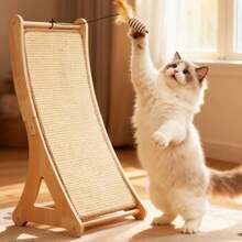 Wooden Cat Scratching Board, Indoor Cat Sisal Scratching Pad, Scratch Pad, Vertical Cat Toy, Durable Cat Claw Sharpener, Entertaining Cat Solid Wood Scratching Post - one-size - View 5