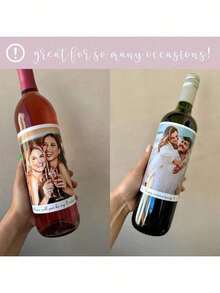 Adesivi fotografici personalizzati, regali di etichette per vino e champagne, etichette fotografiche personalizzate, regali per il 21° compleanno, adatti per compleanni, damigelle, anniversari, varie feste, fidanzamenti, regali di coppia - Multicolore - Visualizzare 3