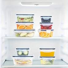 Refrigerator Storage Box, Fruit Fresh-Keeping Container, Large Capacity  Container, Airtight & Leak-Proof, Freezer , Microwave , Heat Resistant Up To 120°C Without Deformation - Bộ sản phẩm cao cấp 48 món - Xem 9