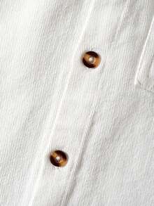 Boys' Classic All-Match Pure Cotton White Long Sleeve Shirt, Pocket Patch Simple Versatile Stylish, Suitable For All Seasons, Casual, School, Holiday Gatherings - White - View 5