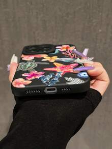 1 chiếc ốp lưng điện thoại họa tiết sao biển, rùa, sứa, dâm bụt, san hô, cá heo, mắt mèo đen, bao phủ toàn màn hình, tương thích với iPhone 11/12/13/14/15/16/17 Pro Max - Nhiều màu - Xem 4