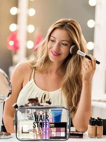 Túi đựng đồ dùng nhà tắm bằng PVC "Hair Stuff", Túi đựng đồ du lịch bằng PVC có khóa kéo - Túi đựng mỹ phẩm và đồ dùng nhà tắm nhẹ, chống phai màu. - Nhiều màu - Xem 3