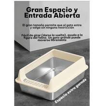 UNA MASCOTA Arenero Semicerrado para Gatos XL, Acero Inoxidable - Negro - Ver 7