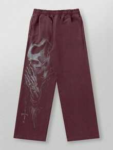 Men's Sweatpants, Streetwear, Jogging Pants, Sportswear, Fitness, Casual, Straight-Leg, Loose, Wide-Leg Pants - 紅色 - 查看 2