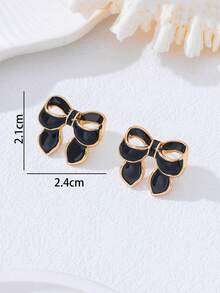 1 Pair Fashionable & Versatile Butterfly Resin Drop Earrings For Women, Everyday Wear - Black - View 5