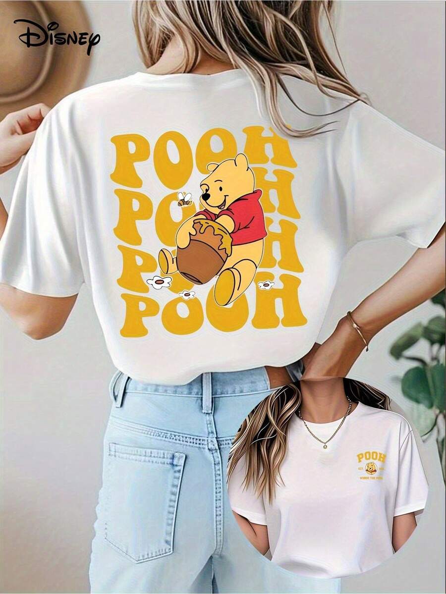 Disney Authorized-Men's Cotton Short Sleeves, Officially Authorized Disney Men's Winnie The Pooh T-Shirt-Winnie The Pooh T-Shirt, Disney Family Birthday T-Shirt, Short-Sleeved Round Neck Summer Casual T-Shirt, Breathable And Light, Suitable For Theme Activities, Parties, Casual Dress. - trắng - Xem 1