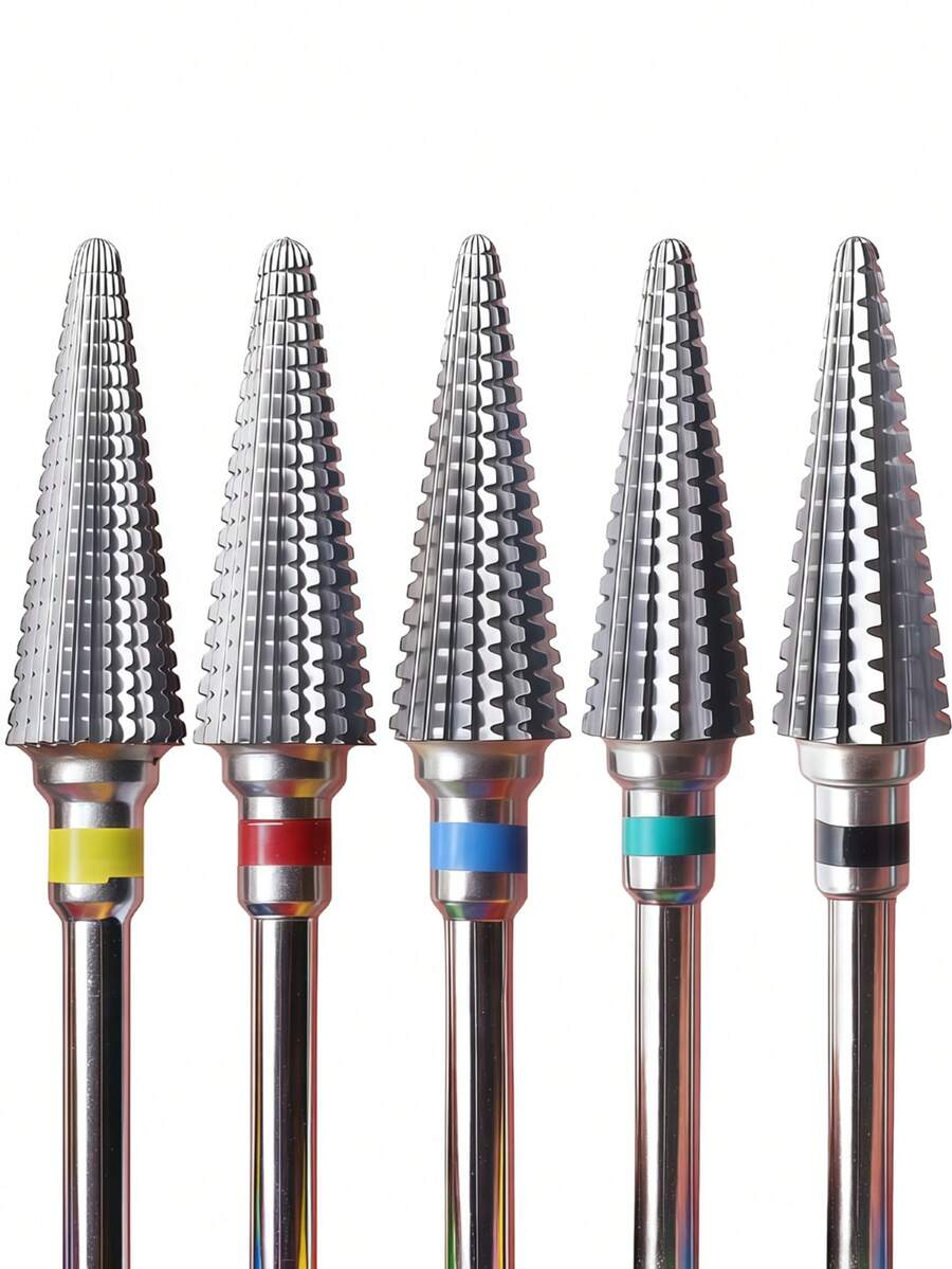 1 pieza o 5 piezas Brocas de taladro de uñas de carburo de tungsteno extendidas con estuche de almacenamiento, vástago de 3/32 pulgadas, brocas de taladro de uñas profesionales, adecuadas para pulir uñas, eliminación rápida de gel en espacios de uñas, ideal para salones de belleza, reuniones con amigos y técnicos de uñas profesionales - Multicolor - Ver 1