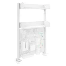 SHIOUCY White 2-Tier Desktop Bookshelf, 16.53lbs Load Desktop Organizer With Pegboard For Study Bedroom Stationery Storage - Desktop - View 5
