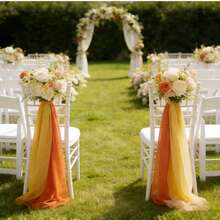 12PCS Sashes Chair Covers Wedding Aisle Decorations Polyester DIY Bows Universal For Wedding Banquet Reception Birthday Party Hotel Event Decoration - Multicolor - View 5