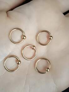 5 piezas Anillos de perforación de acero inoxidable 316L, versátiles para cartílago de la oreja, nariz, joyería de perforación corporal unisex - Multicolor - Ver 16