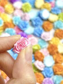20个随机混合ABS材质盛开玫瑰软花美甲饰品，16毫米山茶花图案，适合情人节美甲、手工制作、服装面料装饰、美甲配件、DIY美甲 - 彩色 - 查看 4