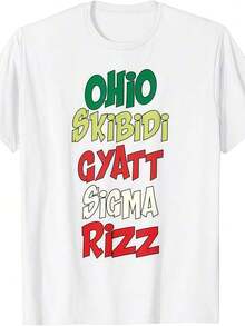 Skibidi Rizz Gyatt Ohio Sigma Funny Rizzler Meme T-Shirt Oversized Short Sve Clic Hey Cotton T Shirt Printed Graphic Tee Women's Casual Short-Sved Top - 白色 - 查看 1
