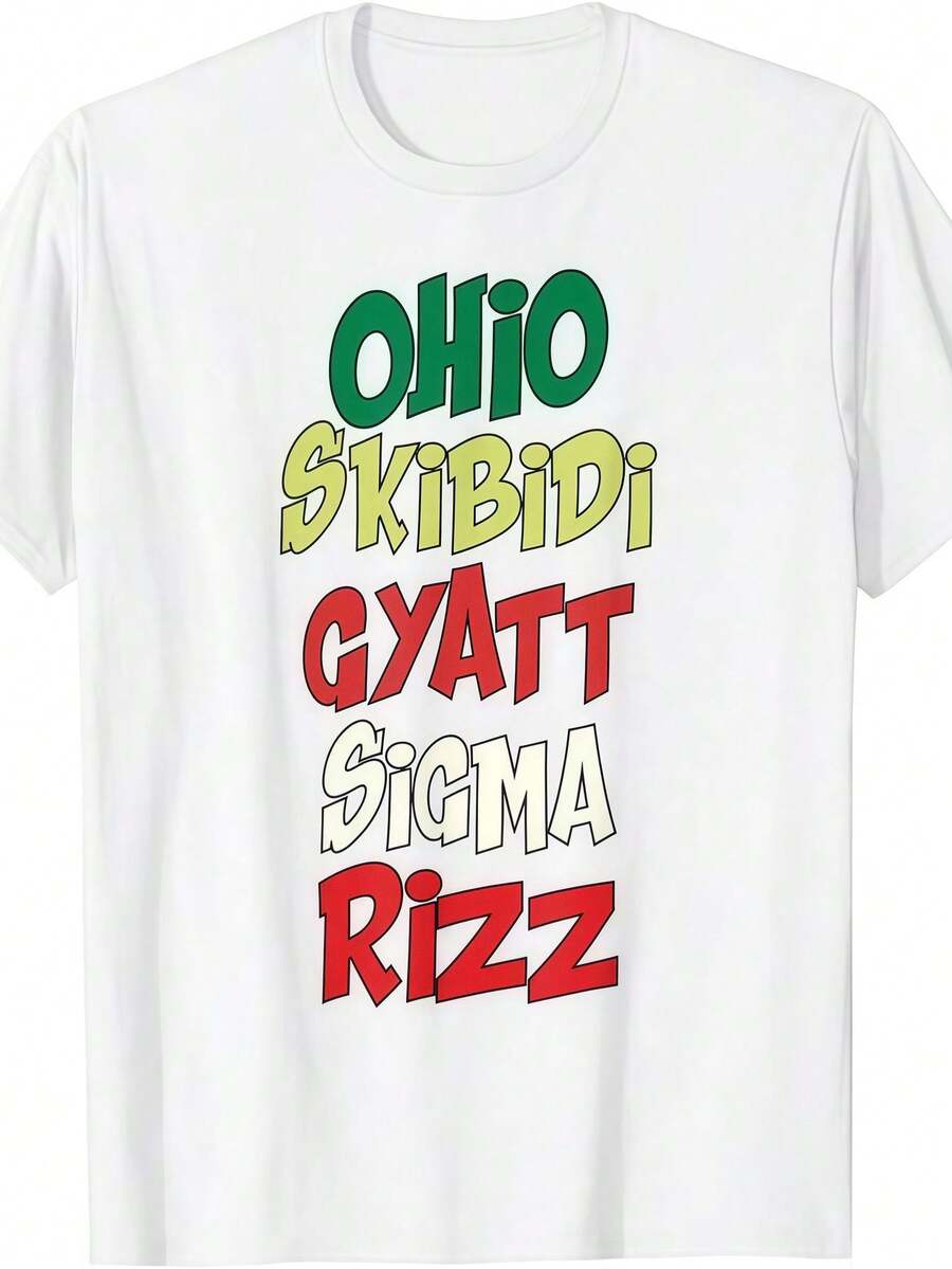 Skibidi Rizz Gyatt Ohio Sigma Funny Rizzler Meme T-Shirt Oversized Short Sve Clic Hey Cotton T Shirt Printed Graphic Tee Women's Casual Short-Sved Top - 白色 - 查看 1