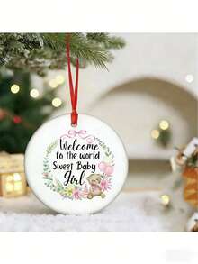 Welcome Sweet Baby Ornament, Baby's First Christmas Custom Ornament, Custom Ornament, Personalized Ornament, Girl Baby,Welcome Baby - Multicolor - View 6