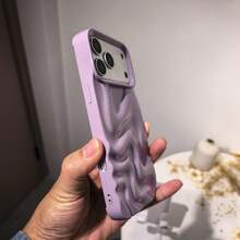 Minimalist Asymmetrical Wave Fashion New Simple 3D Wavy Purple Phone Case Compatible With Iphone 17 Pro Max/17 Pro/17/16 Pro Max/16/16 Pro/16 Plus/15/15 Pro Max/15 Pro/15 Plus/11/12/13/14 Pro Max/13 Pro/13 Pro Max/14 Pro/14 Pro Max Soft Shell Creative Spring Gift - Mauve Purple - View 5