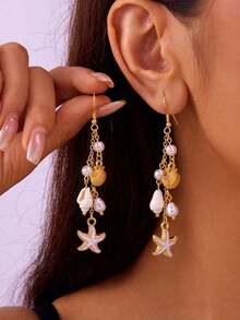 1 Pair Delicate Women Earrings With Random Pearl, & Design,Unique Earrings Suitable Party, Gifts, Everyday Wear - Bạc - Xem 4
