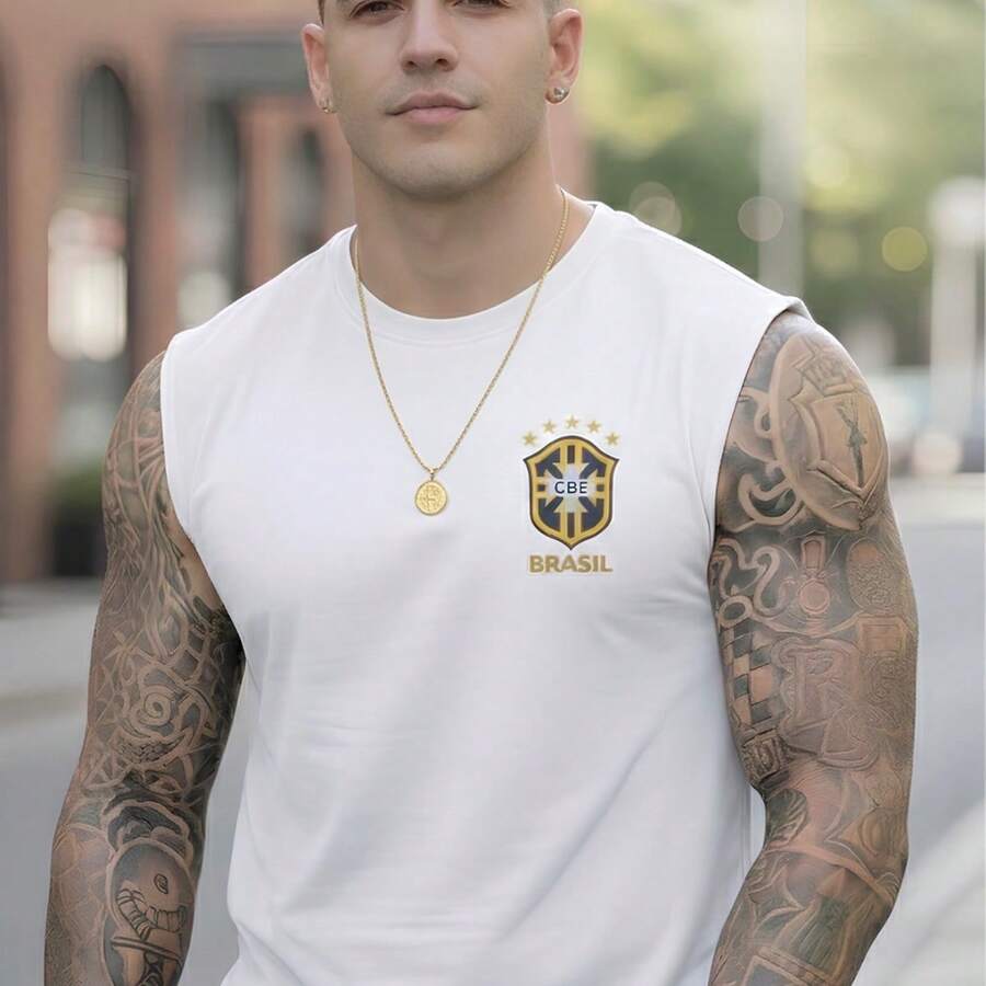 Brazilian National Team Soccer Jersey, Libertadores Cup, World Cup, Club, Gold Shirt, Men's, Black, 100% Premium Cotton, Fan, Casual, Streetwear - 白色 - 查看 1