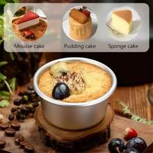 1个/4个/6个，4英寸圆形蛋糕烤盘，固定底圆形蛋糕模具，适用于海绵蛋糕、甜点和烤箱烘焙工具。 - 彩色 - 查看 6