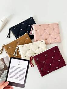 1 chiếc túi đựng máy đọc sách điện tử bằng cotton thêu nơ cổ điển, kích thước 6"/6.8"/7", túi đựng điện thoại đa năng dành cho nữ, túi đựng tai nghe SA569P cho máy đọc sách điện tử Kindle/Boox/Kobo, vỏ bảo vệ, thích hợp làm quà tặng cho giáo viên hoặc bạn bè, đồ dùng học tập thiết yếu. - Nhiều màu - Xem 2