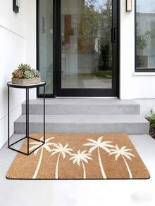 1 pieza Felpudo rectangular cómodo de palma, Felpudo de bienvenida para interiores/exteriores, Alfombra de entrada antideslizante, Adecuado para sala de estar, dormitorio y decoración del hogar, Lavable a máquina - A - Ver 6