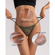 Set Of 5 Women's T-Back Lace Hollow Out G-String Thongs Sexy Low Waist Panties Intimate Underwear Ladies Lingerie - Bộ 5 chiếc màu đen - Xem 3