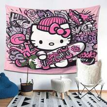 SANRIO 1 tấm thảm treo tường hình mèo con hoạt hình, tranh trang trí nhà cửa theo phong cách anime Nhật Bản dễ thương và sống động. - Nhiều màu - Xem 5